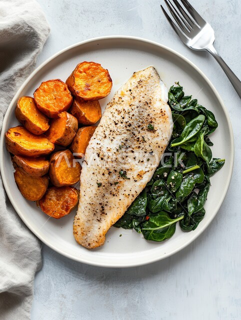 Delicious oriental meals, the art of presentation in Saudi Arabian restaurants, delicious seafood recipes and dishes, the skill of preparing various types of fish in Saudi cuisine, a dish of smoked grilled salmon fillet with vegetables
