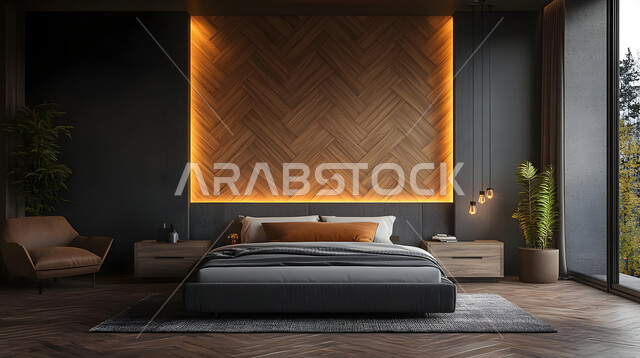 سرير كبير ومريح بتصميم معاصر، غرفة نوم بتصاميم أنيقة وحديثة، اكسسوارات وتحف وزينة عصرية، الواجهات والنوافذ الزجاجية الكبيرة، ديكورات منزلية داخلية بأثاث راقي، شقق وفلل سكنية في المملكة العربية السعودية، المنتجعات والفنادق الفاخرة