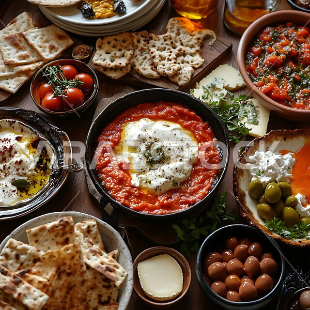 سفرة إفطار طازجة ومغذية مليئة بالبروتينات الصحية، طبق البيض المقلي مع الطماطم والخضار, المقبلات النباتية الباردة اللذيذة, وجبة فطور صباحية مفيدة وسريعة, وجبات ومأكولات للحميات الغذائية