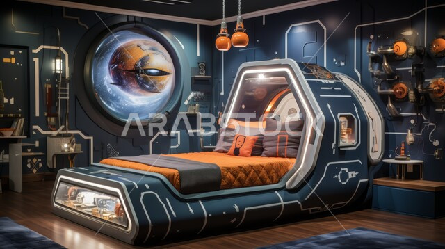  تصميم داخلي فاخر لغرف نوم الاطفال, منازل مصممة على الطراز الحديث المعاصر، الديكورات الداخلية الراقية للبيوت في المملكة العربية, الاشكال العصرية والمبتكرة للاسرة, سرير على شكل مركبة فضائية, فلل و شقق سكنية في المملكة 