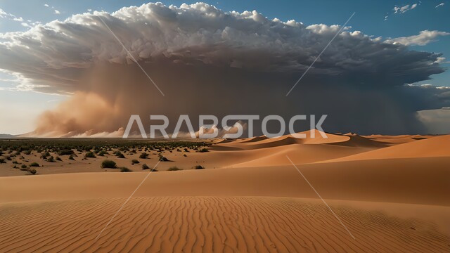 الرياح الترابية في المناطق الصحراوية, منظر الإعصار الهوائي في الصحراء, الزوابع و العواصف الغبارية القوية, الكوارث الطبيعية في المملكة العربية السعودية, الكثبان والرمال الذهبية الناعمة