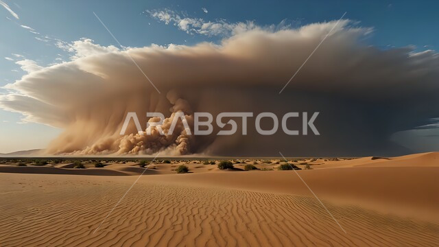 الكوارث الطبيعية في المملكة العربية السعودية, الكثبان والرمال الذهبية الناعمة، الرياح الترابية في المناطق الصحراوية, منظر الإعصار الهوائي في الصحراء, الزوابع و العواصف الغبارية القوية