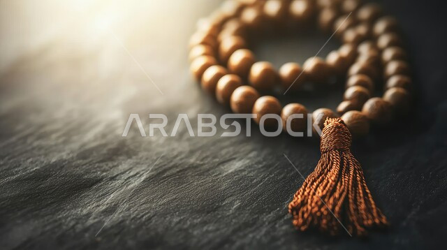 الإكثار من التسبيح و التذكير, صورة مقربة لمسبحة يد من حبات الخرز الخشبية، مفهوم العبادة و التقرب إلى الله تعالى, الدعاء وطلب المغفرة والصفح