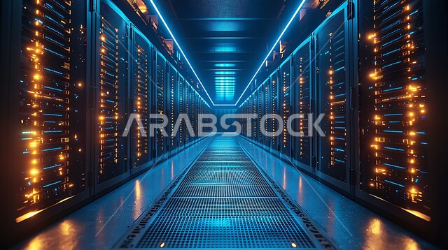 مركز الداتا سنتر، البنية التحتية التكنولوجية، شبكة التخزين السحابي، مفهوم التحول والتطور الرقمي وتكنولوجيا المستقبل، غرفة التحكم بالسيرفرات وخوادم الانترنت، تسهيل الوصول للمعلومات من خلال نظم قواعد البيانات