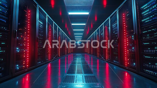 مركز الداتا سنتر، البنية التحتية التكنولوجية، شبكة التخزين السحابي، مفهوم التحول والتطور الرقمي وتكنولوجيا المستقبل، غرفة التحكم بالسيرفرات وخوادم الانترنت، تسهيل الوصول للمعلومات من خلال نظم قواعد البيانات