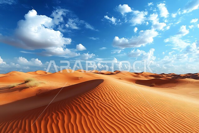 التضاريس والتلال في المناطق الصحراوية, الأراضي و المساحات الواسعة, التشكيلات والكثبان الرملية الكثيفة في الصحراء, منظر الرمال الذهبية الناعمة, البيئة الجافة القاسية في صحاري المملكة العربية السعودية