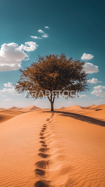 نمو النباتات الشوكية في المناطق الصحراوية, التشكيلات والكثبان الرملية الكثيفة في الصحراء, منظر الرمال الذهبية الناعمة, البيئة الجافة القاسية في صحاري المملكة العربية السعودية, الأراضي و المساحات الواسعة
