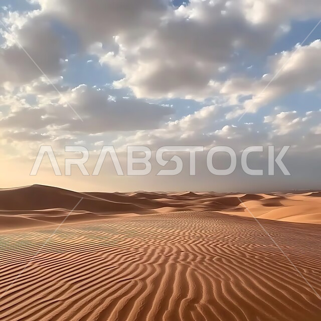 التضاريس والتلال في المناطق الصحراوية, الأراضي و المساحات الواسعة, التشكيلات والكثبان الرملية الكثيفة في الصحراء, منظر الرمال الذهبية الناعمة, البيئة الجافة القاسية في صحاري المملكة العربية السعودية