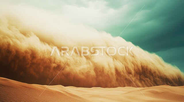 رياح ترابية في المناطق الصحراوية, الظواهر والكوارث الطبيعية، منظر الإعصار الهوائي، التشكيلات والتكوينات في المملكة العربية السعودية، الزوابع والاعاصير الغبارية، الكثبان والرمال الذهبية الناعمة، تشكل العاصفة الرملية في الصحراء