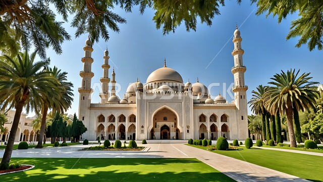 نداء المسلمين لأداء الفرائض والصلوات, العبادة والتقرب من الله, الفن الهندسي المعماري لبناء المساجد في المملكة العربية السعودية, الديكورات والتصاميم الخارجية الحديثة لبناء مسجد باللون الأبيض, أماكن إسلامية مقدسة