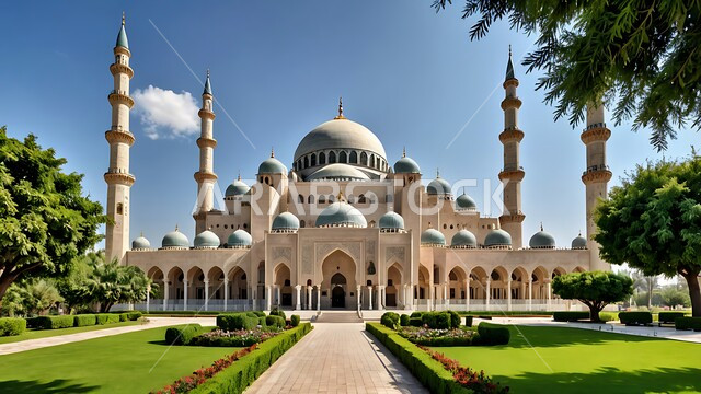 نداء المسلمين لأداء الفرائض والصلوات, العبادة والتقرب من الله, الفن الهندسي المعماري لبناء المساجد في المملكة العربية السعودية, الديكورات والتصاميم الخارجية الحديثة لبناء مسجد باللون الأبيض, أماكن إسلامية مقدسة