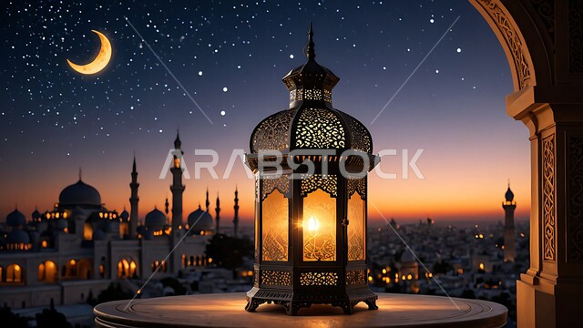 أجواء رمضانية وروحانية إسلامية، فوانيس وتحف وديكورات تقليدية للاحتفال بقدوم شهر رمضان المبارك، العادات والتقاليد العربية في زينة الأعياد والمناسبات الدينية، 