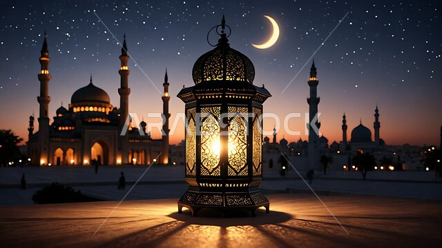 أجواء رمضانية وروحانية إسلامية، فوانيس وتحف وديكورات تقليدية للاحتفال بقدوم شهر رمضان المبارك، العادات والتقاليد العربية في زينة الأعياد والمناسبات الدينية، 