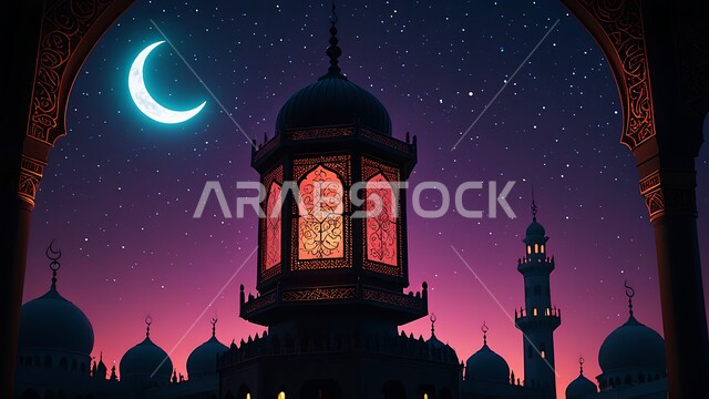 أجواء رمضانية وروحانية إسلامية، فوانيس وتحف وديكورات تقليدية للاحتفال بقدوم شهر رمضان المبارك، العادات والتقاليد العربية في زينة الأعياد والمناسبات الدينية، 