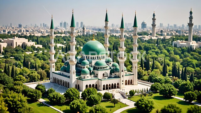 Islamic holy places, Muslims call to perform religious duties and prayers, worship and closeness to God, architectural engineering art of building mosques in the Kingdom of Saudi Arabia, modern exterior decorations and designs for building a mosque in white