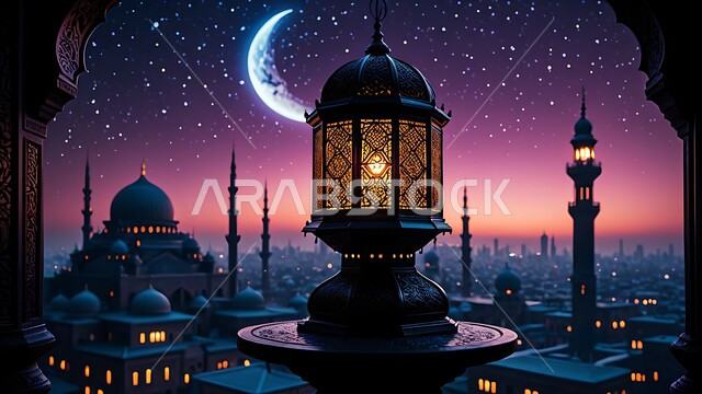 أجواء رمضانية وروحانية إسلامية، فوانيس وتحف وديكورات تقليدية للاحتفال بقدوم شهر رمضان المبارك، العادات والتقاليد العربية في زينة الأعياد والمناسبات الدينية