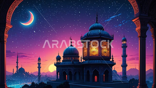 أجواء رمضانية وروحانية إسلامية، فوانيس وتحف وديكورات تقليدية للاحتفال بقدوم شهر رمضان المبارك، العادات والتقاليد العربية في زينة الأعياد والمناسبات الدينية