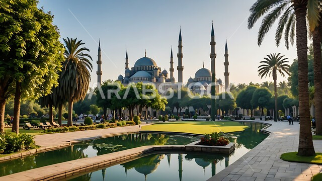 Architectural engineering art of building mosques in Saudi Arabia, modern exterior decorations and designs for building a mosque, Islamic holy places, Muslims' call to perform religious duties and prayers, worship and get closer to God