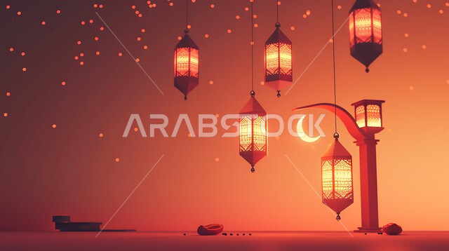  فانوس عربي معدني مزخرف مضيء على الأرض، أجواء رمضانية وروحانية إسلامية فوانيس وتحف وديكورات تقليدية للاحتفال بقدوم شهر رمضان المبارك، العادات والتقاليد العربية في زينة الأعياد والمناسبات الدينية