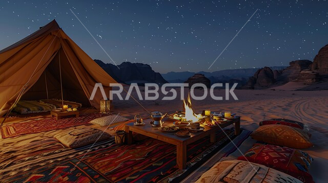 أنشطة ترفيهية ممتعة في المملكة العربية السعودية, قضاء الوقت الممتع بالجلسات الهادئة في الصحراء, أماكن رحلات السفاري الشبابية, أجواء التخييم و الكشتات البرية في المناطق الصحراوية, خيم شعبية تقليدية