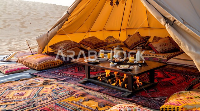 قضاء الوقت الممتع بالجلسات الهادئة في الصحراء، أماكن رحلات السفاري الشبابية، أجواء التخييم و الكشتات البرية في المناطق الصحراوية، خيم شعبية تقليدية، أنشطة ترفيهية ممتعة في المملكة العربية السعودية