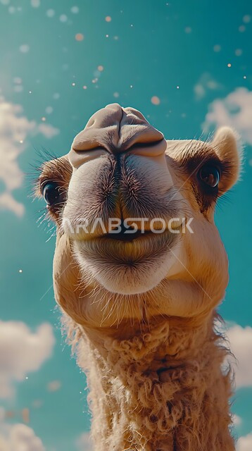 المحميات الطبيعية لرعي الجمال، الاهتمام بتربية الجمال والابل في دول الخليج العربي، ارتباط حيوان الجمل بالعراقة والأصالة، رعاية المواشي والثدييات في المملكة العربية السعودية، صورة مقربة لوجه ناقة شقراء أصيلة