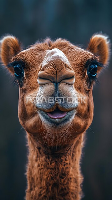 المحميات الطبيعية لرعي الجمال، الاهتمام بتربية الجمال والابل في دول الخليج العربي، ارتباط حيوان الجمل بالعراقة والأصالة، رعاية المواشي والثدييات في المملكة العربية السعودية، صورة مقربة لوجه ناقة شقراء أصيلة