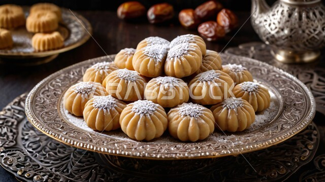 كرم الضيافة وحسن الاستقبال في السعودية، طريقة إعداد وتحضير الحلويات الشهية، قطع من حلى العيد بالمكسرات، أقراص المعمول بالعجوة اللذيذة، الأعياد والمناسبات الإسلامية السعيدة