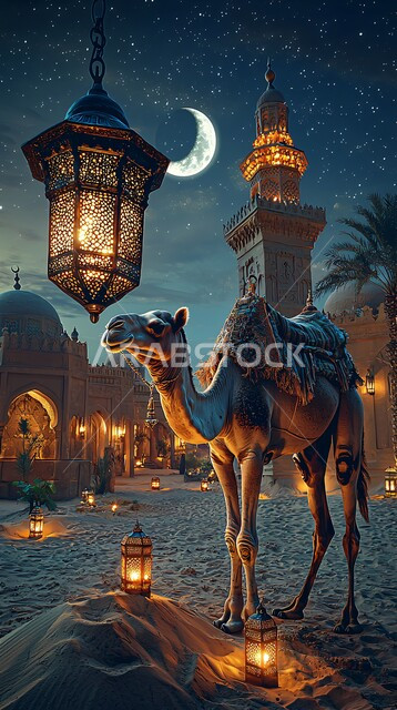 التلال و الكثبان الرملية، الرمال الذهبية الناعمة، جمل عربي أصيل وسط الصحراء في النهار، تربية الجمال والابل في المحميات الطبيعية في المملكة العربية السعودية ، الاهتمام ورعاية المواشي والثدييات في الصحاري، خلفية الطبيعة