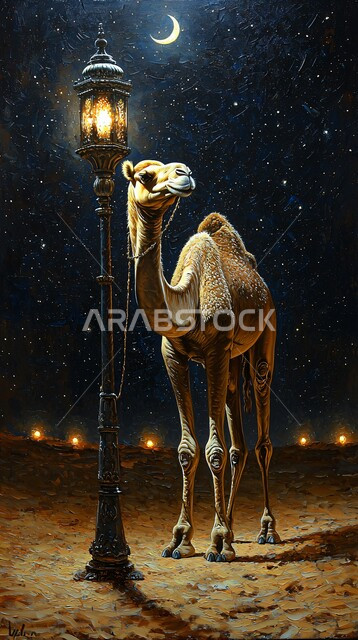 التلال و الكثبان الرملية، الرمال الذهبية الناعمة، جمل عربي أصيل وسط الصحراء في النهار، تربية الجمال والابل في المحميات الطبيعية في المملكة العربية السعودية ، الاهتمام ورعاية المواشي والثدييات في الصحاري، خلفية الطبيعة