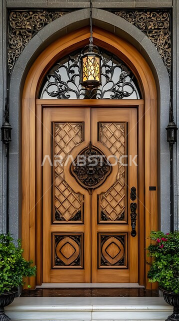 الفنون الهندسية المعمارية والتصاميم الاسلامية للابواب القديمه في المملكه العربيه السعودية، صوره مقربه لباب خشبي منحوت بالنقوش والزخارف التراثية العربية، الابواب المصنوعة على الطراز الخشبي القديم