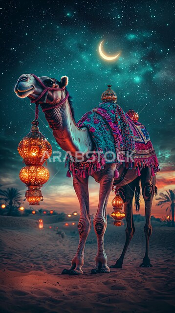 الرمال الذهبية الناعمة، جمل عربي أصيل وسط الصحراء، تربية الجمال والابل في المحميات الطبيعية في المملكة العربية السعودية ، الاهتمام ورعاية المواشي والثدييات في الصحاري، خلفية الطبيعة