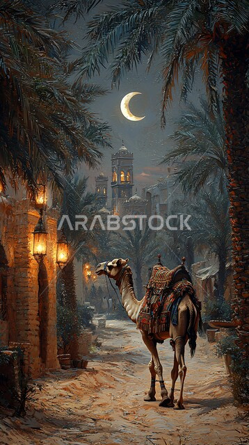 الرمال الذهبية الناعمة، جمل عربي أصيل وسط الصحراء، تربية الجمال والابل في المحميات الطبيعية في المملكة العربية السعودية ، الاهتمام ورعاية المواشي والثدييات في الصحاري، خلفية الطبيعة