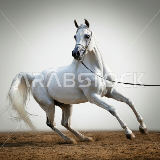حصان عربي أصيل يعدو بسرعة في الحقل، تربية وتدريب وترويض الخيل، توارث حب الخيول العربية من الأجداد إلى الأحفاد، العناية والاهتمام بالجياد القوية، شغف الفروسية ومهارة ركوب الفرس، المحميات الطبيعية ومزارع الأحصنة في المملكة العربية السعودية