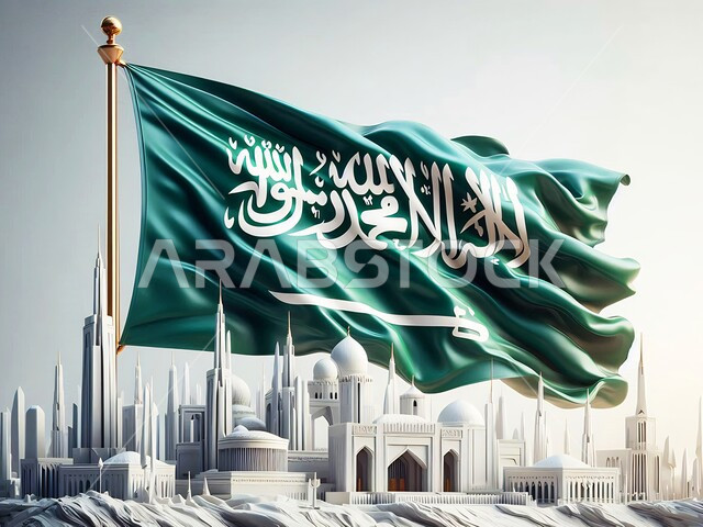 الاحتفال بذكرى العيد الوطني 23 سبتمبر، راية التوحيد وسيف القوة، احياء ذكرى يوم العلم 11 مارس، علم المملكة العربية السعودية الاخضر المرفرف، المناسبات والاعياد الوطنية، مفهوم حب الوطن والانتماء إليه, خلفية بيضاء