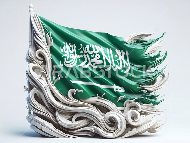 راية التوحيد وسيف القوة، الاحتفال بذكرى العيد الوطني 23 سبتمبر، احياء ذكرى يوم العلم 11 مارس، علم المملكة العربية السعودية الاخضر المرفرف، المناسبات والاعياد الوطنية، مفهوم حب الوطن والانتماء إليه, خلفية بيضاء