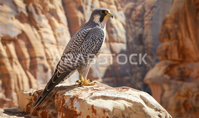 الفخر بالتراث السعودي العريق، طائر الصقر في إحدى المحميات الطبيعية، حدة البصر و رمز القوة والتحدي، تدريب وترويض الطيور الجارحة والمفترسة، إقامة نادي الصقور في موسم الصيد السنوي في المملكة العربية السعودية