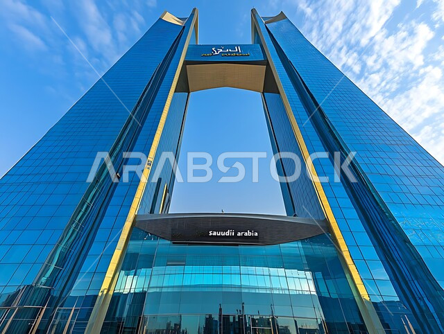 الفن الهندسي المعماري للمنشآت وناطحات السحاب في المملكة العربية, صورة مقربة لمبنى أبراج التوأم في وقت النهار , العمل على تنمية وتطور وهندسة المباني الزجاجية, أماكن ومعالم السياحة المشهورة في السعودية 