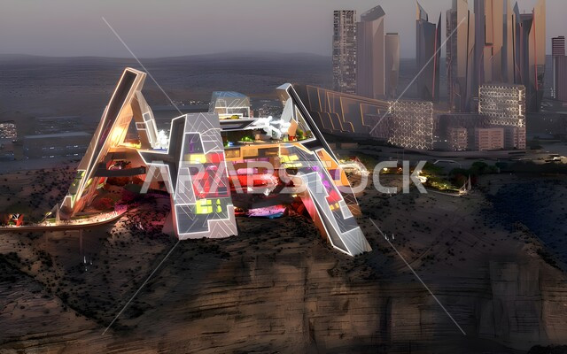 مركز الفنون الأدائية المسرحية على سفوح جبال طويق، الفن الهندسي المعماري لبناء المركز على الطراز الحديث، أماكن ومعالم مشهورة في المملكة، رؤية سعودية مستقبلية2030، وجهة سياحية ثقافية ترفيهية، مقصد الزوار من شتى أنحاء العالم، مشروع القدية الجديد في السعودية