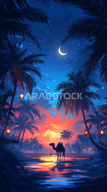 جمل عربي أصيل يسير وسط الصحراء، تربية الجمال والابل في المحميات الطبيعية في المملكة العربية السعودية ،  الرمال الذهبية الناعمة، الاهتمام ورعاية المواشي والثدييات في الصحاري