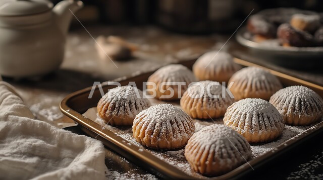 كرم الضيافة وحسن الاستقبال في السعودية، طريقة إعداد وتحضير الحلويات الشهية، قطع من حلى العيد المحشوة بالتمر، أقراص المعمول بالعجوة اللذيذة، الأعياد والمناسبات الإسلامية السعيدة