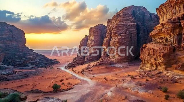 القمم والمرتفعات الجبلية وسط البيئة الرمليه، المناظر الطبيعية في المناطق الصحراوية في المملكة العربيه السعودية، معالم اثرية تاريخية قديمة، اماكن سياحية مشهورة، التكوينات والتشكيلات الصخرية في الصحراء