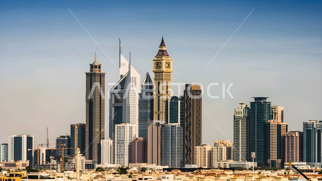معالم وأماكن السياحة المشهورة, الفن الهندسي المعماري على الطراز الحديث للأبراج وناطحات السحاب في إمارة دبي في النهار، جذب واستقطاب السياح من شتى انحاء العالم، الواجهة السياحية في الامارات العربية المتحدة