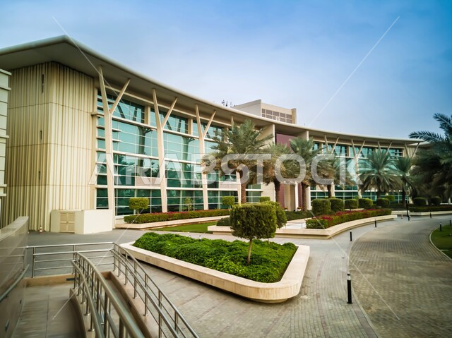 الاهتمام بزراعة الأشجار الخضراء, المبنى الرئيسي لجامعة الفيصل بالرياض, الفن الهندسي المعماري لبناء الجامعات في المملكة العربية السعودية, جامعات أكاديميه متطورة, منظر السماء الصافية