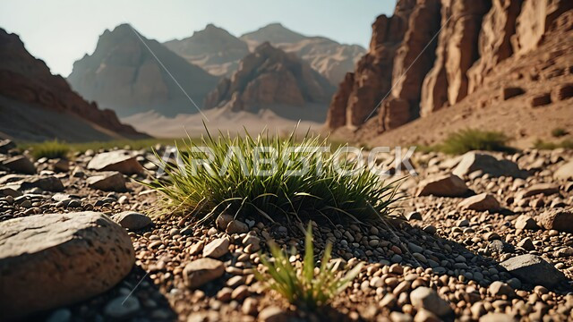 التكوينات والجبال الصخرية الطبيعية في الصحراء بالمملكة العربية السعودية، المعالم التاريخية الأثرية السياحية، الطبيعة الصحراوية في وقت النهار, النباتات الخضراء على اليابسة 