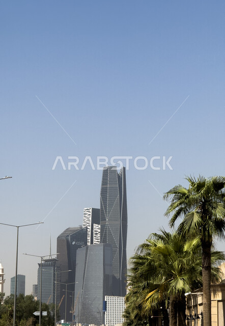 مركز الملك عبد الله المالي كافد في مدينة الرياض، الفن الهندسي المعماري للأبراج وناطحات السحاب الاقتصادية في المملكة العربية السعودية، معالم التجارة والاقتصاد المشهورة، الاهتمام بالتشجير وزراعة أشجار النخيل في الطرقات والشوارع
