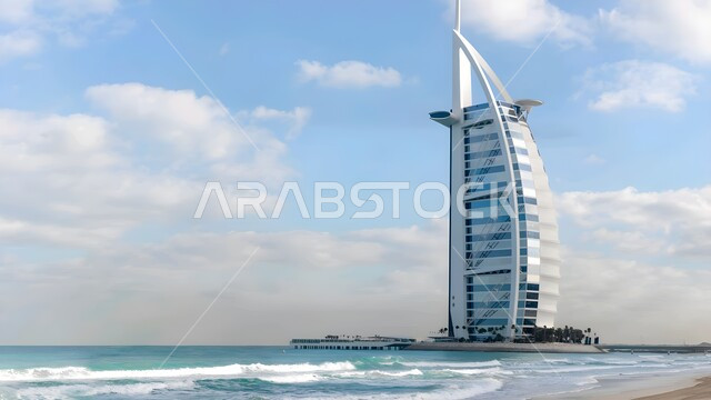 الفن الهندسي المعماري لفندق برج العرب في مدينة دبي, مناطق جذب واستقطاب السياح من أنحاء العالم، النمو و التطور العمراني للابراج وناطحات السحاب على ساحل الخليج العربي، أماكن ومعالم سياحية مشهورة في الإمارات العربية المتحدة