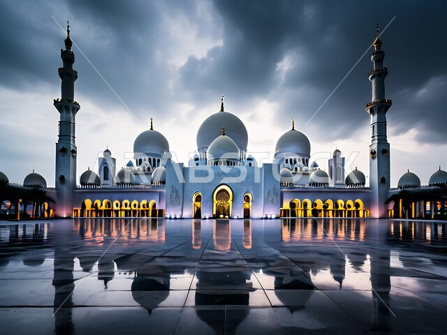 معالم إسلامية دينية مشهورة، الفن الهندسي المعماري في بناء القبب والمآذن البيضاء، مسجد الشيخ زايد الكبير في إمارة أبو ظبي، الطراز الإسلامي الحديث لمساجد دولة الإمارات العربية المتحدة، أماكن العبادة والتقرب إلى الله تعالى