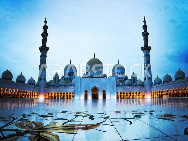 معالم إسلامية دينية مشهورة، الفن الهندسي المعماري في بناء القبب والمآذن البيضاء، مسجد الشيخ زايد الكبير في إمارة أبو ظبي، الطراز الإسلامي الحديث لمساجد دولة الإمارات العربية المتحدة، أماكن العبادة والتقرب إلى الله تعالى