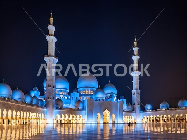 معالم إسلامية دينية مشهورة، الفن الهندسي المعماري في بناء القبب والمآذن البيضاء، مسجد الشيخ زايد الكبير في إمارة أبو ظبي، الطراز الإسلامي الحديث لمساجد دولة الإمارات العربية المتحدة، أماكن العبادة والتقرب إلى الله تعالى